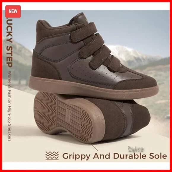 Women's High Top Sneakers with Hidden Height Insole, Hook-and-Loop Closure